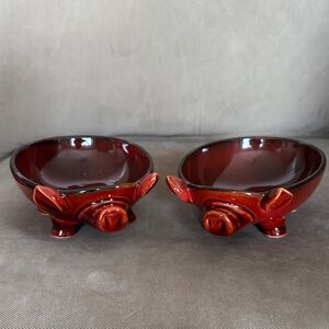 Earthen Brownish/Red Pig-Shaped Ceramic Bowls - set of 2
